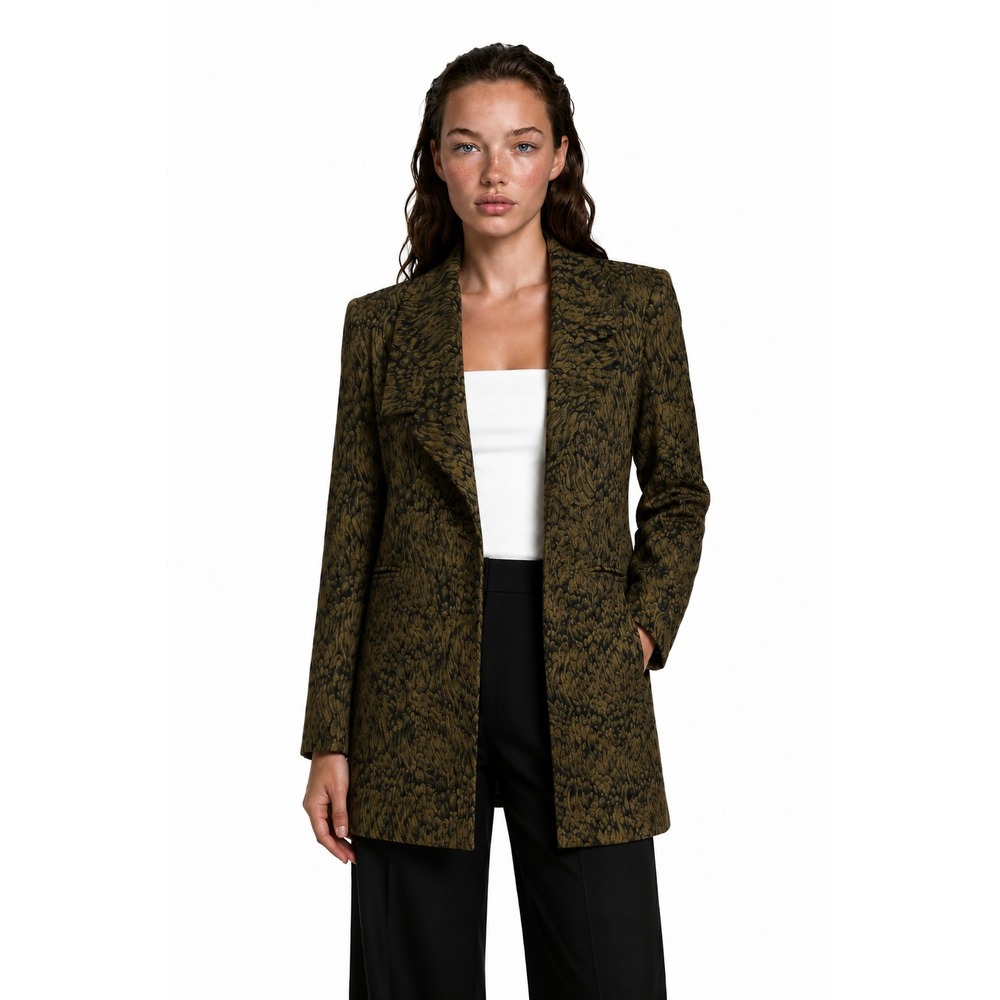 Lily & Taylor Blazer Women's Size 12 Gold Black Metallic Brocade Jacket USA